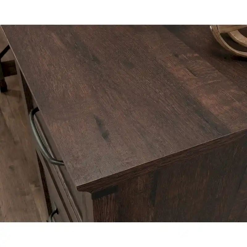 3-Drawer Home Office Desk with File Storage and Wrought Iron Hardware