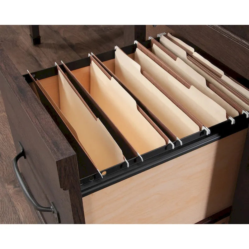 3-Drawer Home Office Desk with File Storage and Wrought Iron Hardware