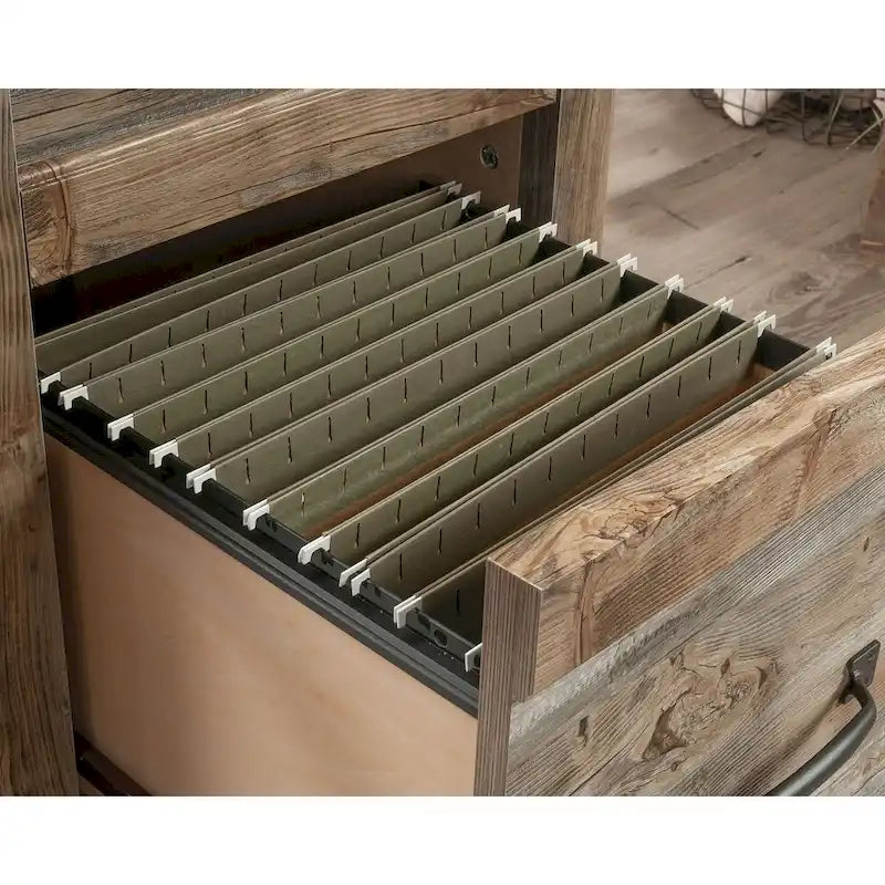 3-Drawer Home Office Desk with File Storage and Wrought Iron Hardware