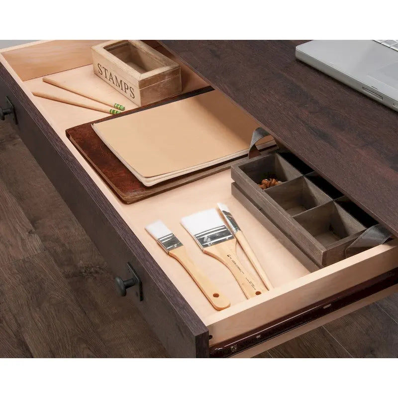 3-Drawer Home Office Desk with File Storage and Wrought Iron Hardware