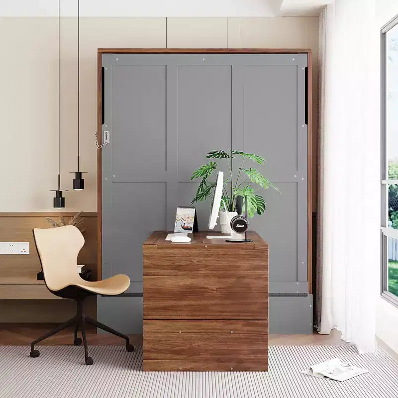 Lit escamotable pleine grandeur, lit mural en bois pleine armoire avec bureau pliable, lit mural pliant pour chambre d'amis/bureau