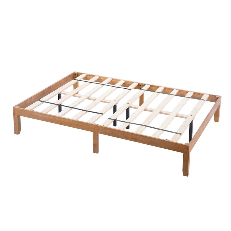 Queen Size Solid Rubberwood Platform Bed Frame – No Box Spring Needed