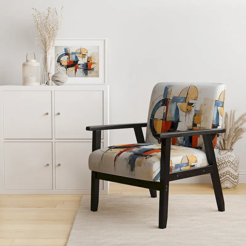Fauteuil d'appoint rembourré et fauteuil moderne du milieu du siècle Designart Colorful Mid Century Abstract Fusion I