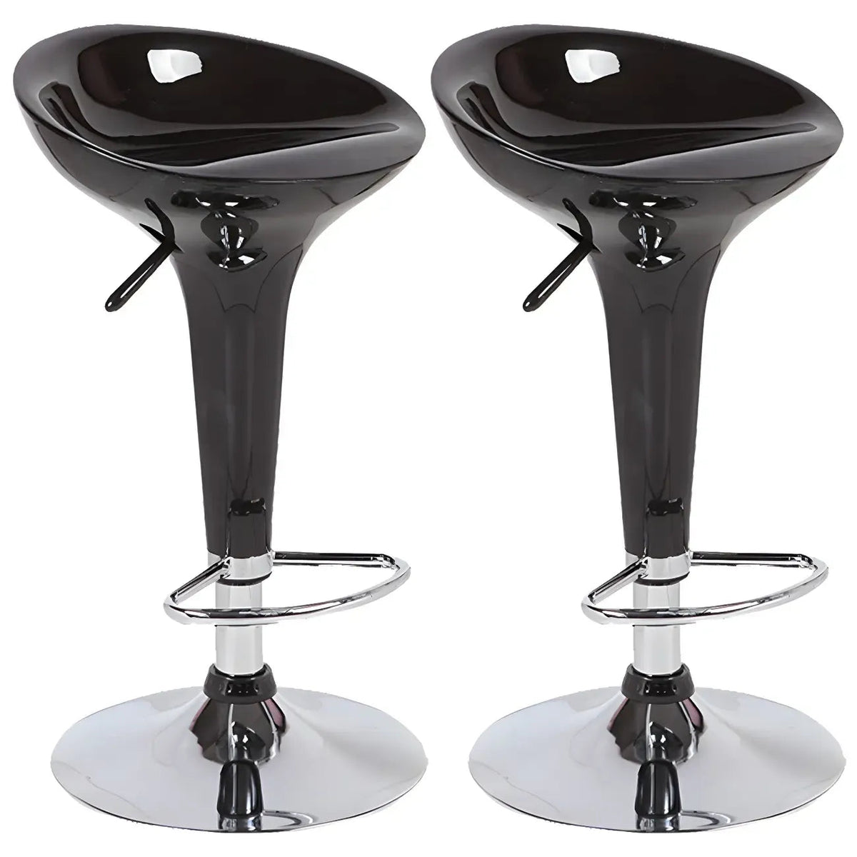 Tabouret de bar pivotant en plastique chromé réglable en hauteur