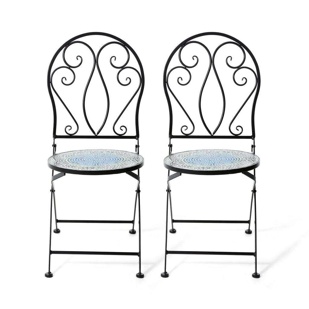 Ensemble bistrot pliant en métal Glitzhome pour extérieur, 3 pièces, table et chaises de patio