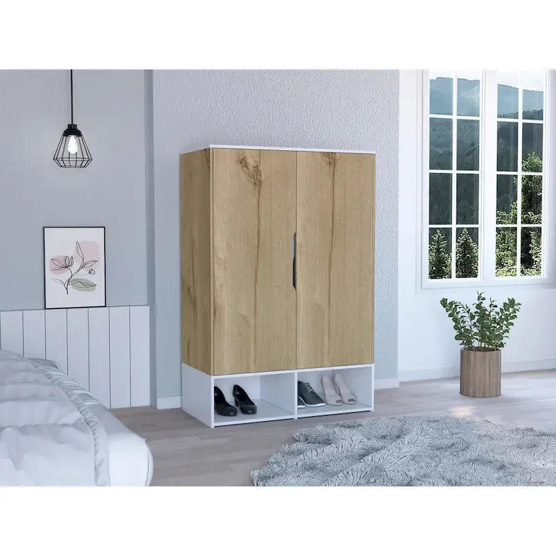 Armoire double rose FM Furniture avec tringle