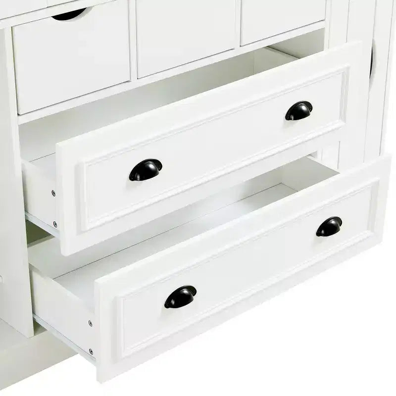 Armoire de cuisine autoportante haute Whisen 71, grand buffet de rangement pour salle à manger avec 4 portes pliantes, étagères et casiers à vin