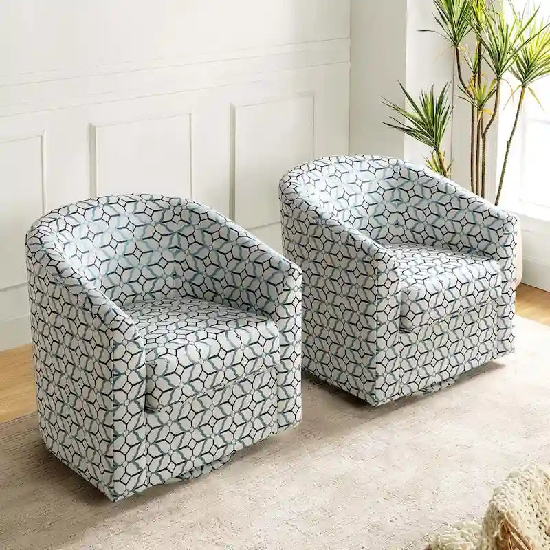 Lot de 2 fauteuils crapauds modernes rembourrés Cuenca avec base pivotante