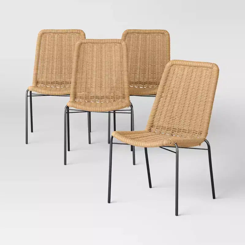 Lot de 4 chaises de salle à manger de patio sans accoudoirs en osier marron - Threshold™