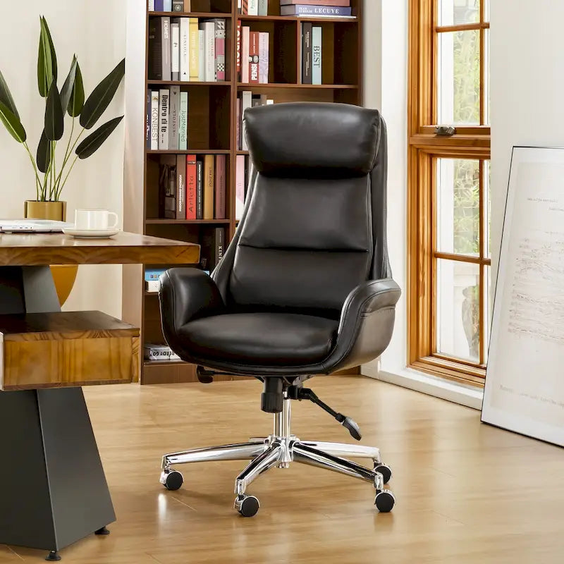 Fauteuil de bureau pivotant réglable en similicuir Glitzhome Mid-century 48 pouces