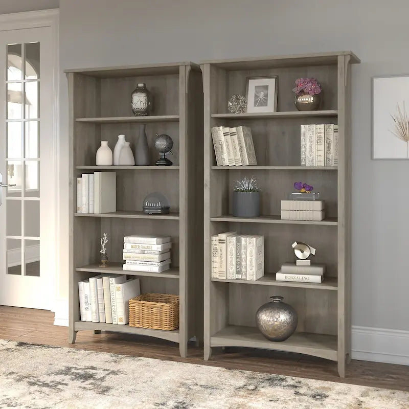 Bibliothèque haute Salinas à 5 étagères (Lot de 2) par Bush Furniture