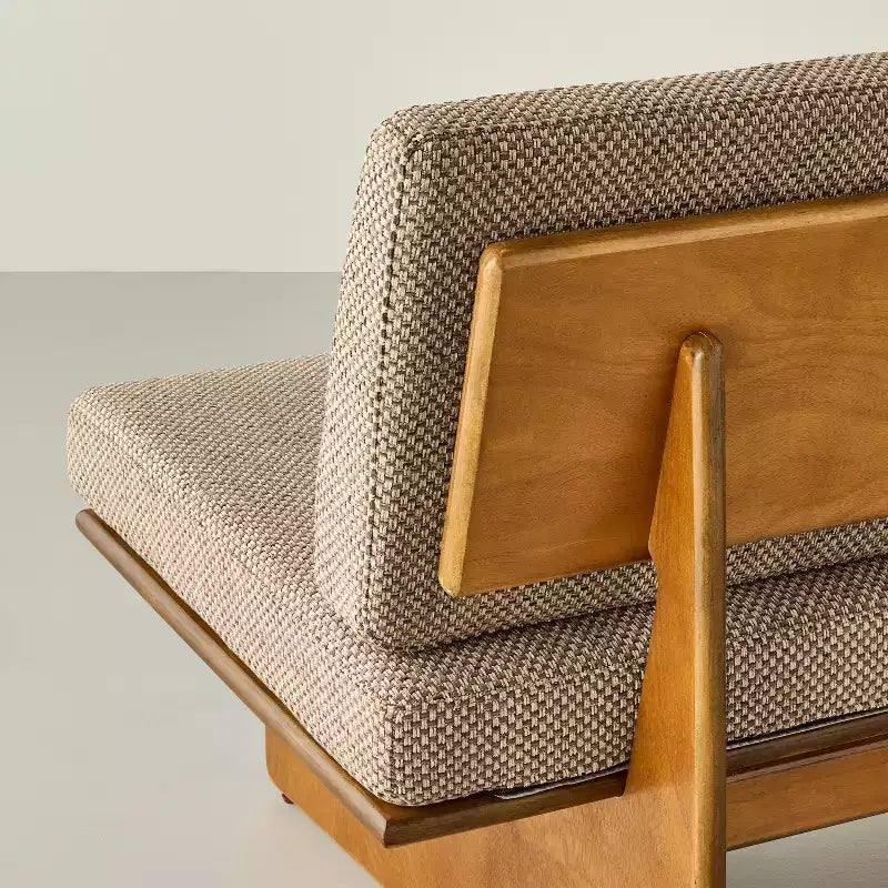 Banc mi-siècle tapissé en tissage couleur champignon avec dossier - Hearth & Hand™ with Magnolia