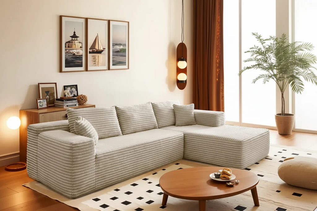 Canapé méridienne moderne rembourré avec coussins pour salon