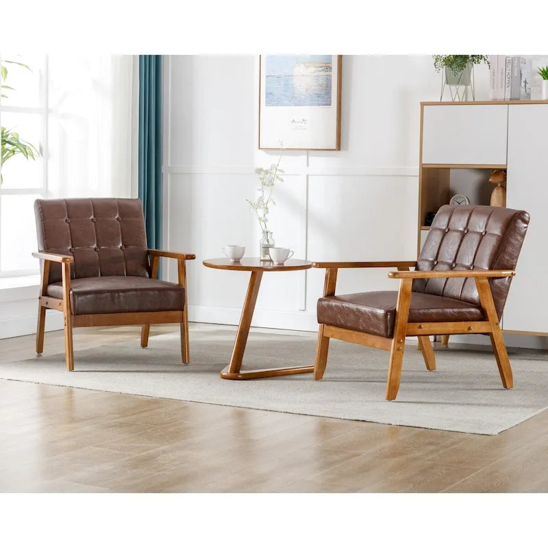 Ensemble de 2 Fauteuils d'Appoint avec Table d'appoint Fauteuil pour Salon Chambre Bureau - 78cm(H) * 64.5cm(L) * 71cm(P)